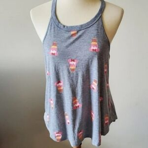 Disney Juniors Minnie Mouse Ice Cream Print Tank Top  Size Juniors Large Gray